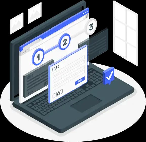 Laptop displaying partnership registration interface with multiple partners collaborating on business formation documents.