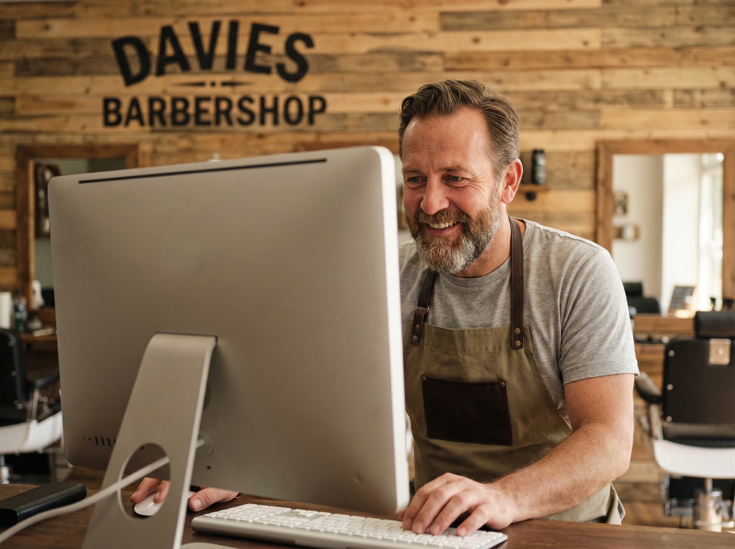 Small business owner viewing digital service of process documents on a desktop provided by his registered agent.