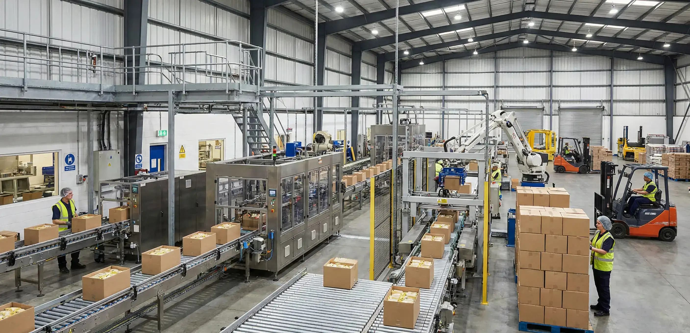 Modern manufacturing factory with automated machinery, illustrating the large-scale operations that choose to form a corporation in florida to raise capital.